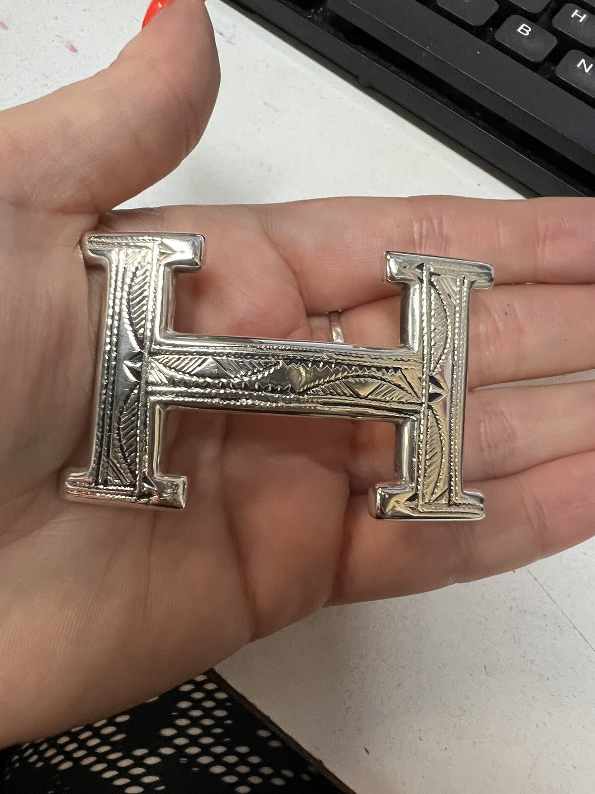 Hermes .925 H Buckle (RARE) Touraeg Croc & Reversible Belts Sz 85