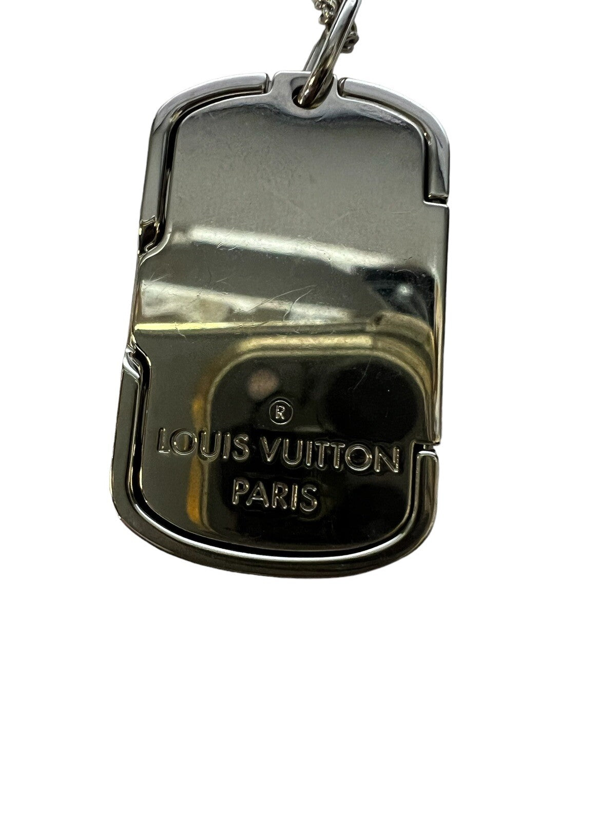 Louis Vuitton Silver-Toned Palladium Finish Locket Necklace Adjustable