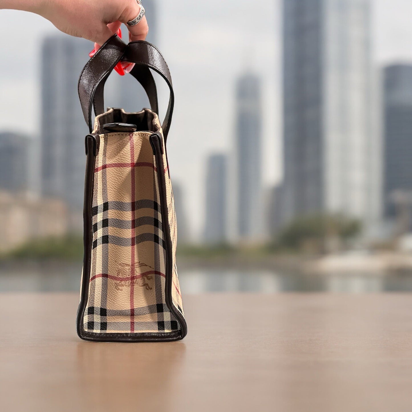 Burberry Nova Check Small Canvas Tote Bag W/Certificate Of Authenticity