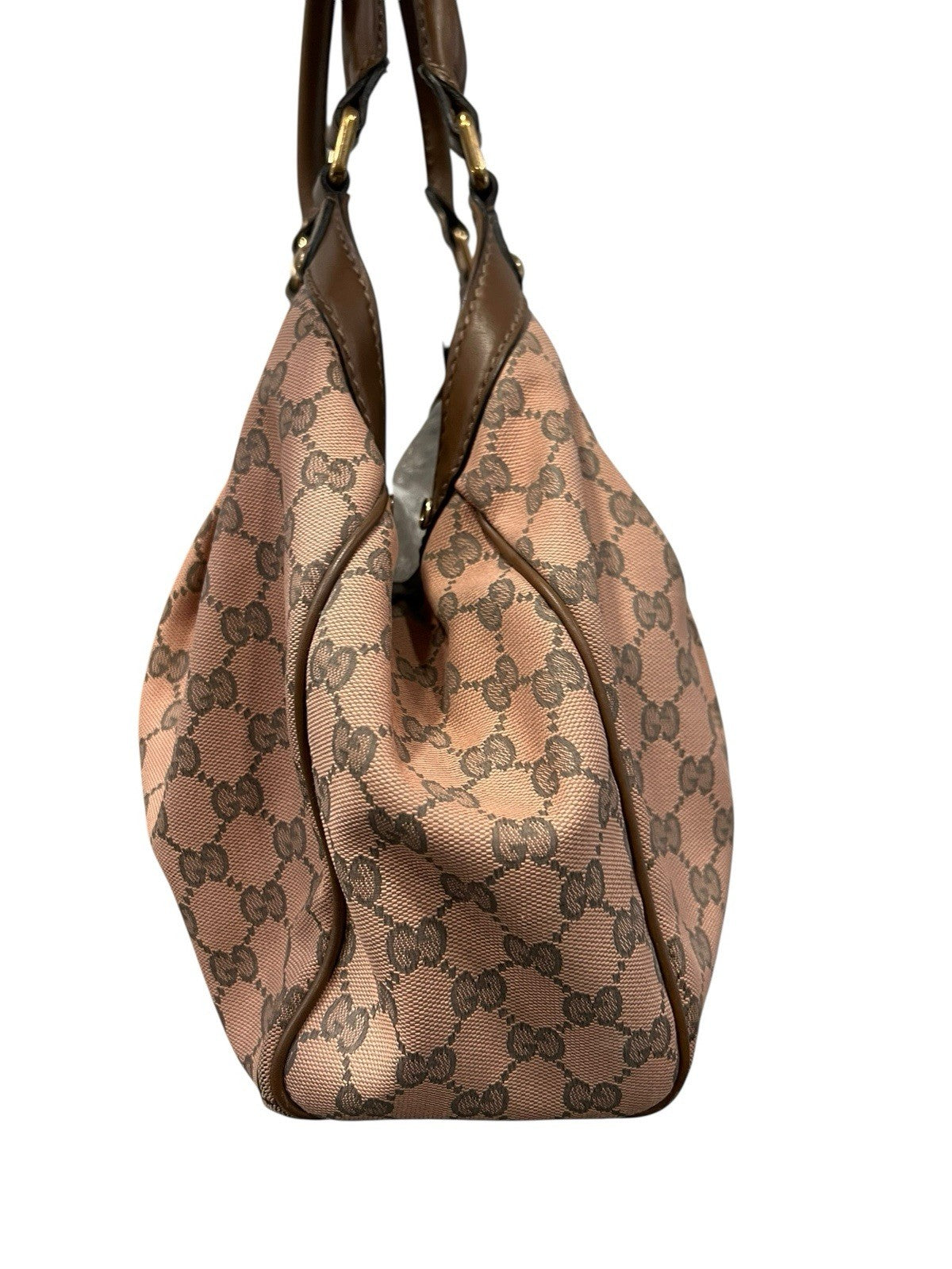 Gucci Pink/Grey Brown Canvas Limited Edition Sukey Tote RARE