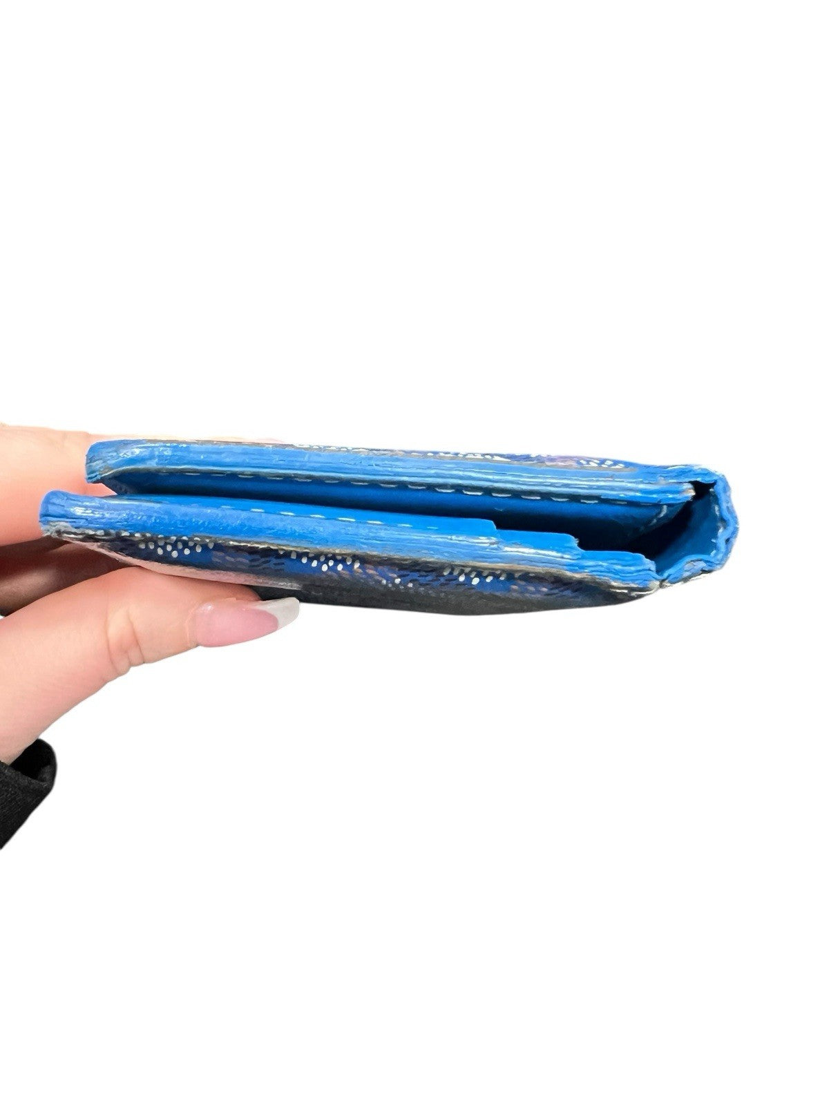 Goyard Saint Marc Sky Blue Card Wallet Box Duster Authenticity Retail $1100