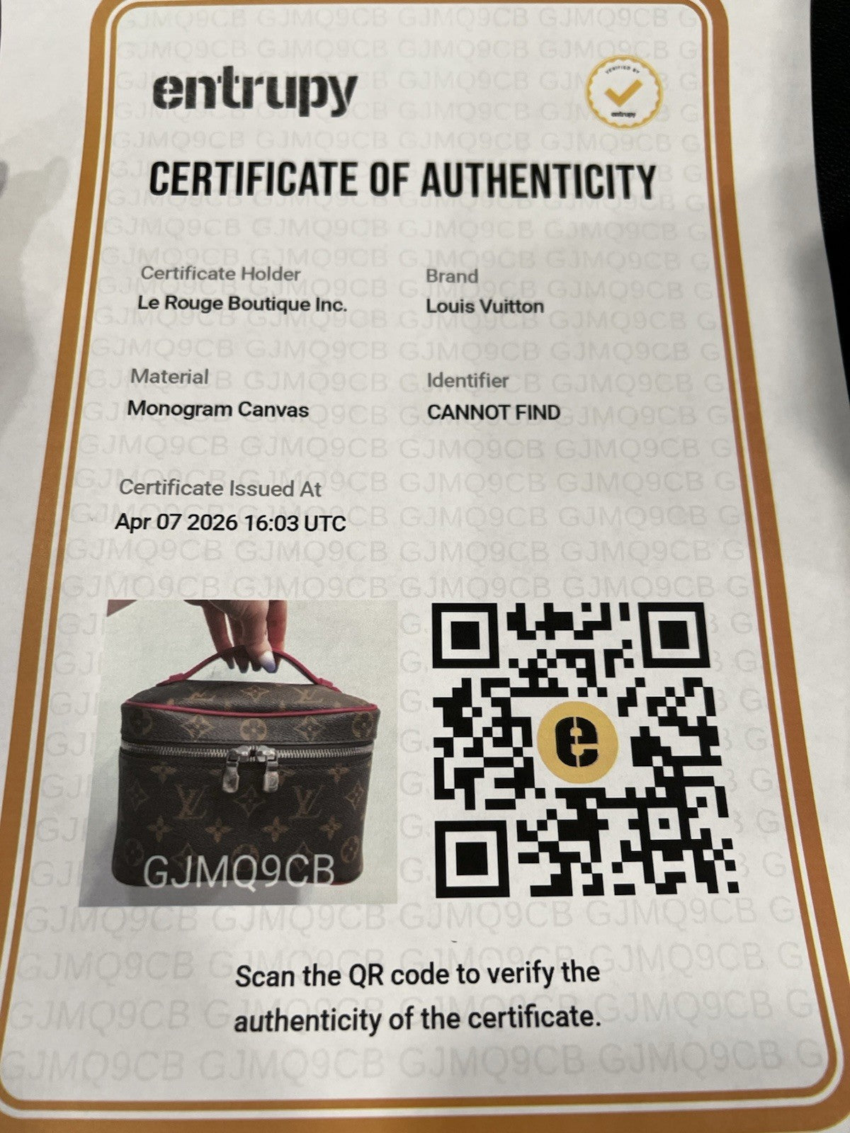 Louis Vuitton Nice Mini Canvas Bag Pink/ Monogram With Authenticity