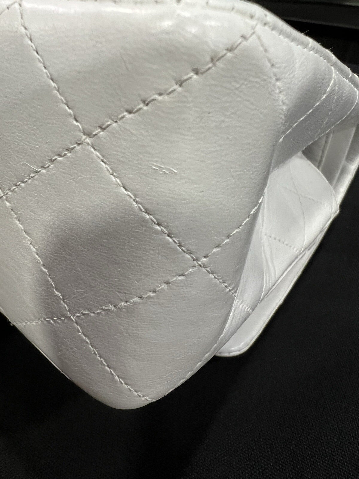 Chanel White 24k Gold Plated Hardware Lambskin Double Flap Classic