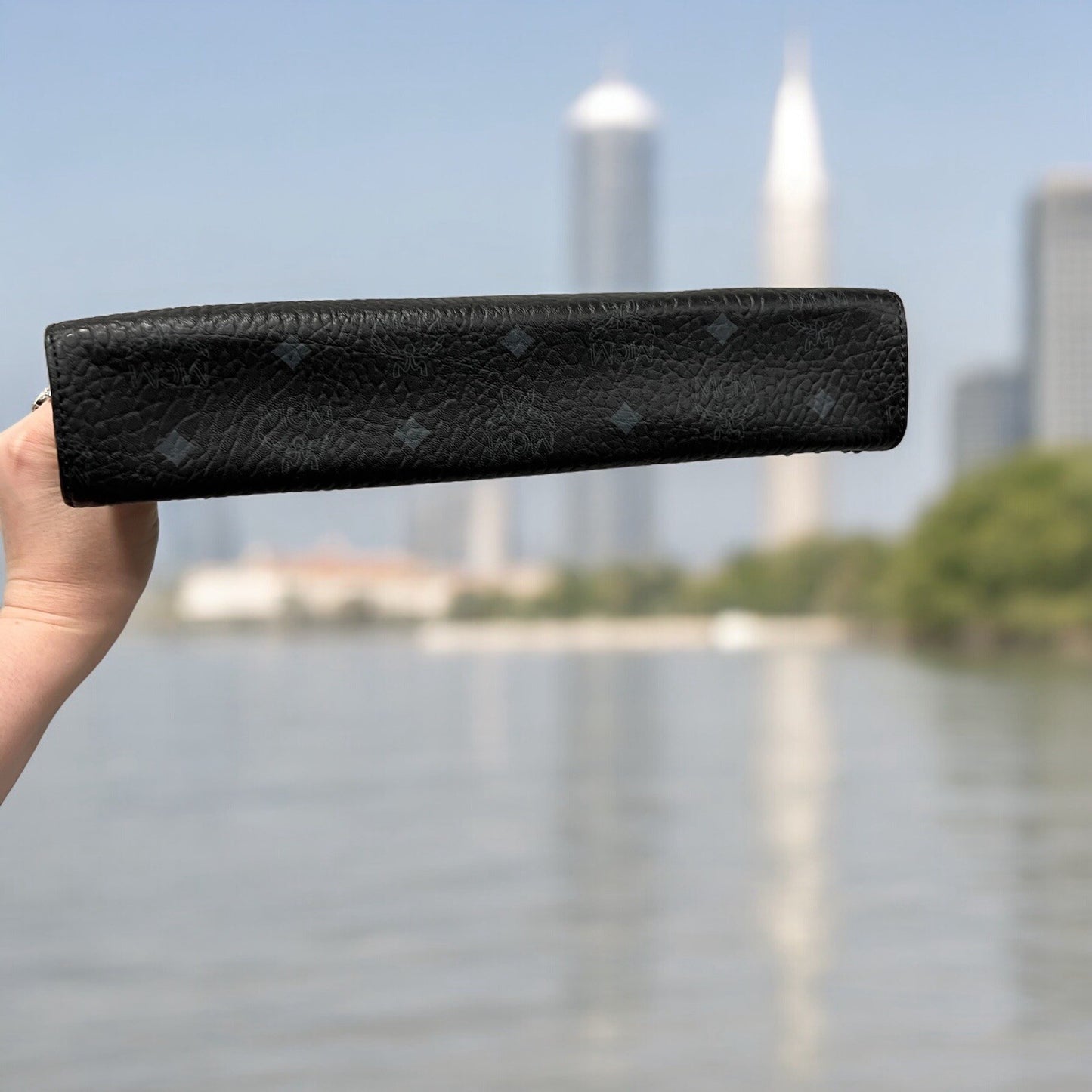 MCM Black Stark Studded Limited Edition Zip Clutch NWT & Certificate