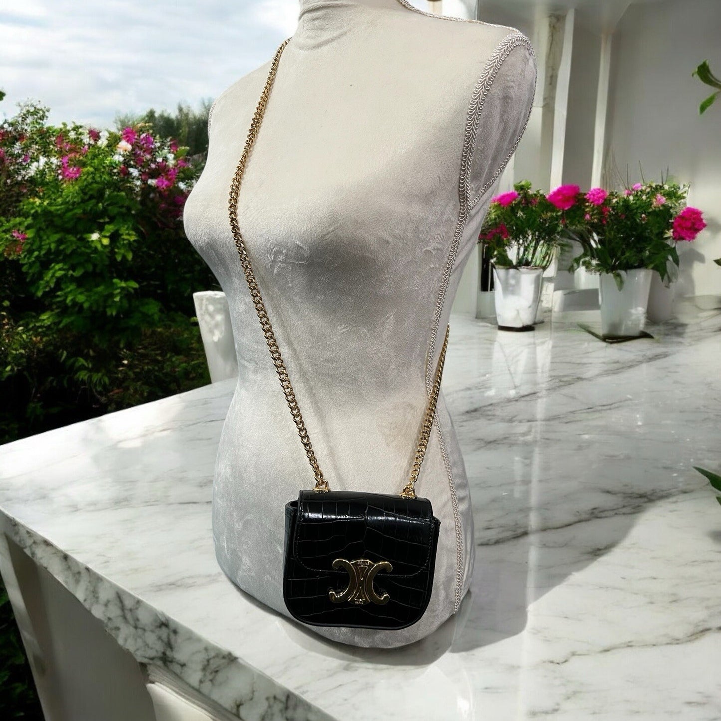 CELINE MINI CHAIN CLAUDE in NILOTICUS CROCODILE