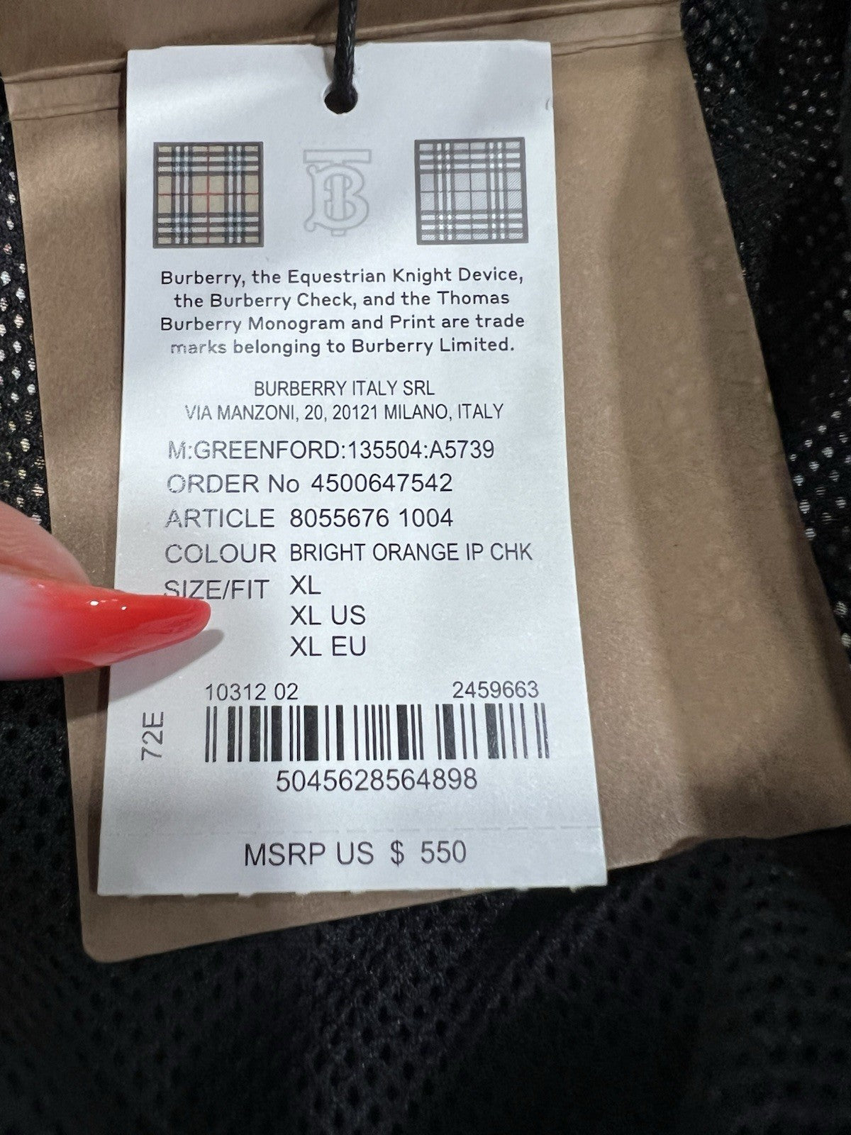 Burberry Greenford Tb Earth Swim Shorts Size XL NWT