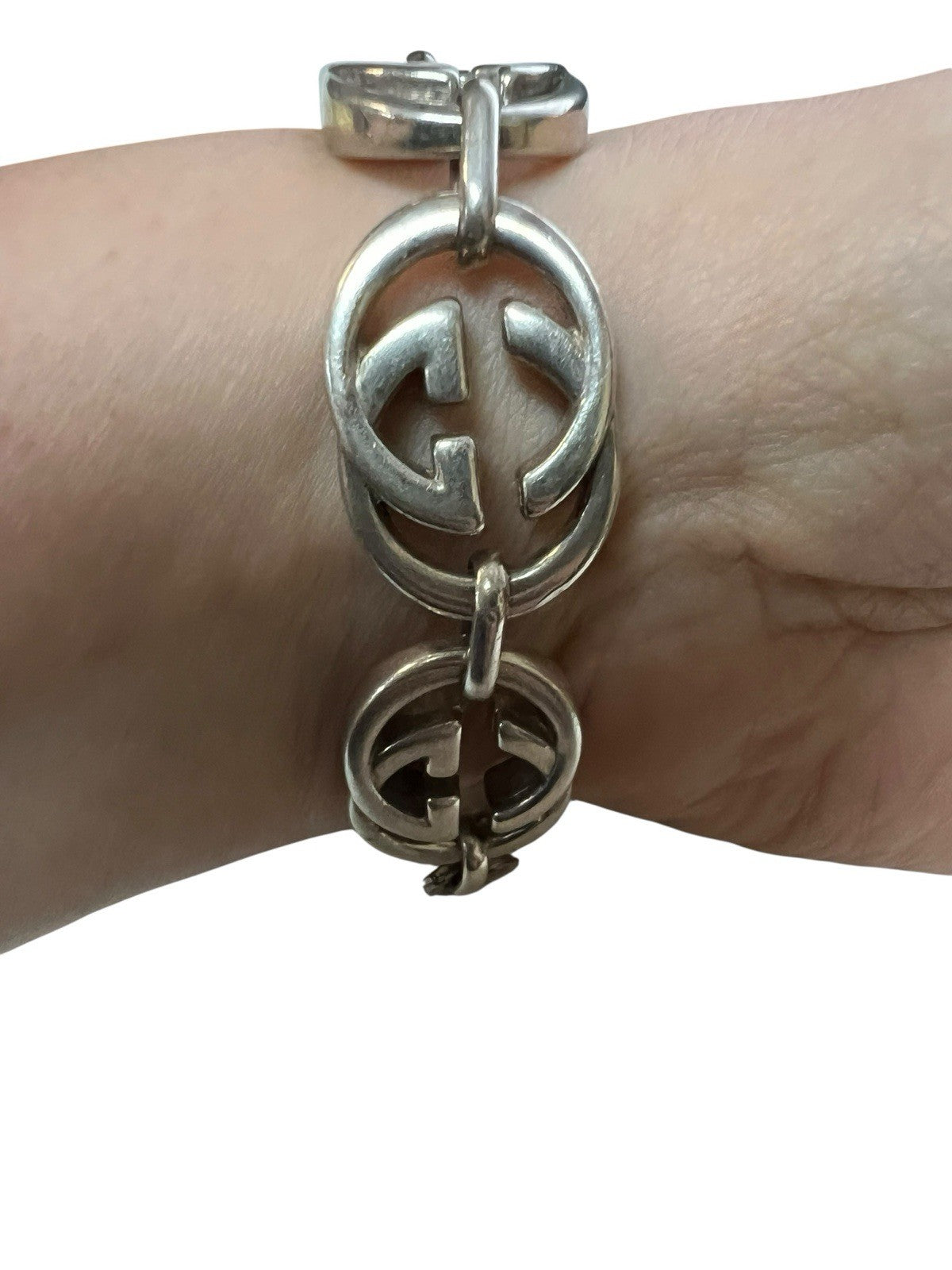 Gucci .925 Sterling Silver Britt Interlocking G Logo Bracelet 6.75