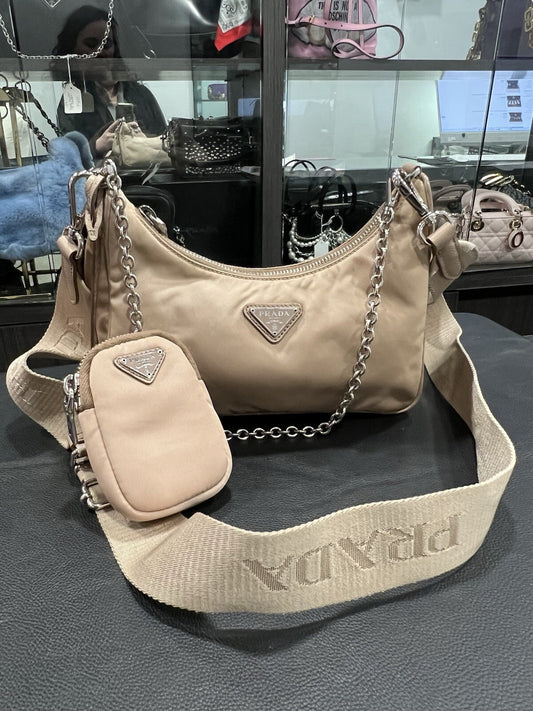 Prada Nylon Beige Re-Edition Re-Nylon Crossbody