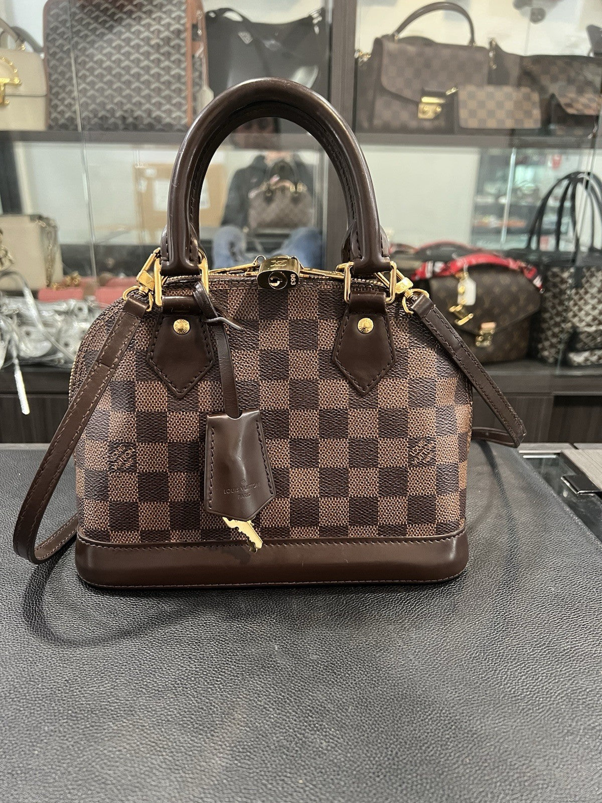 Louid Vuitton Damier Ebene BB Alma W/Lock Key & Authenticity Retail $2k