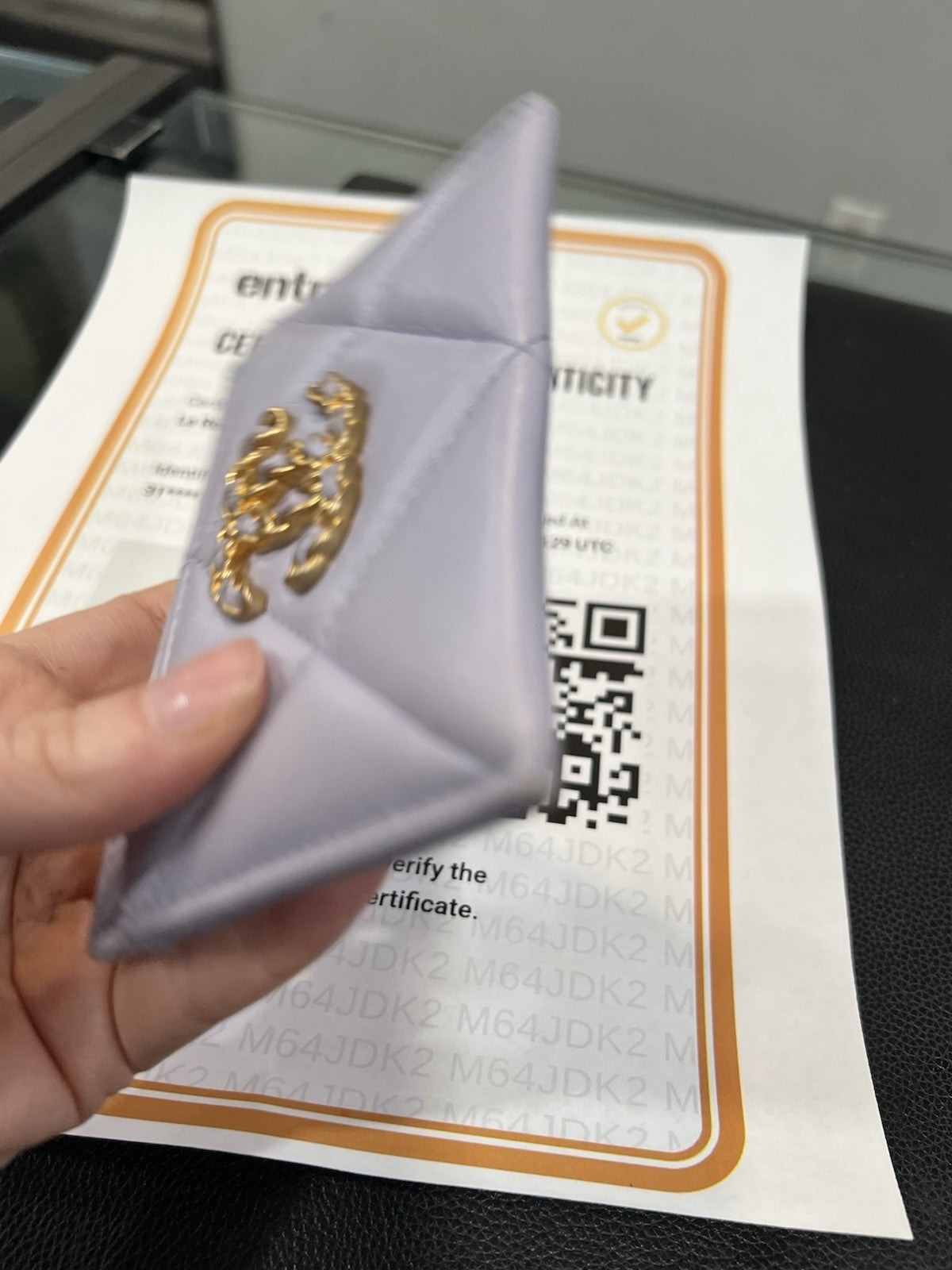Chanel 19 Lavender Gold Card Case With Authenticity