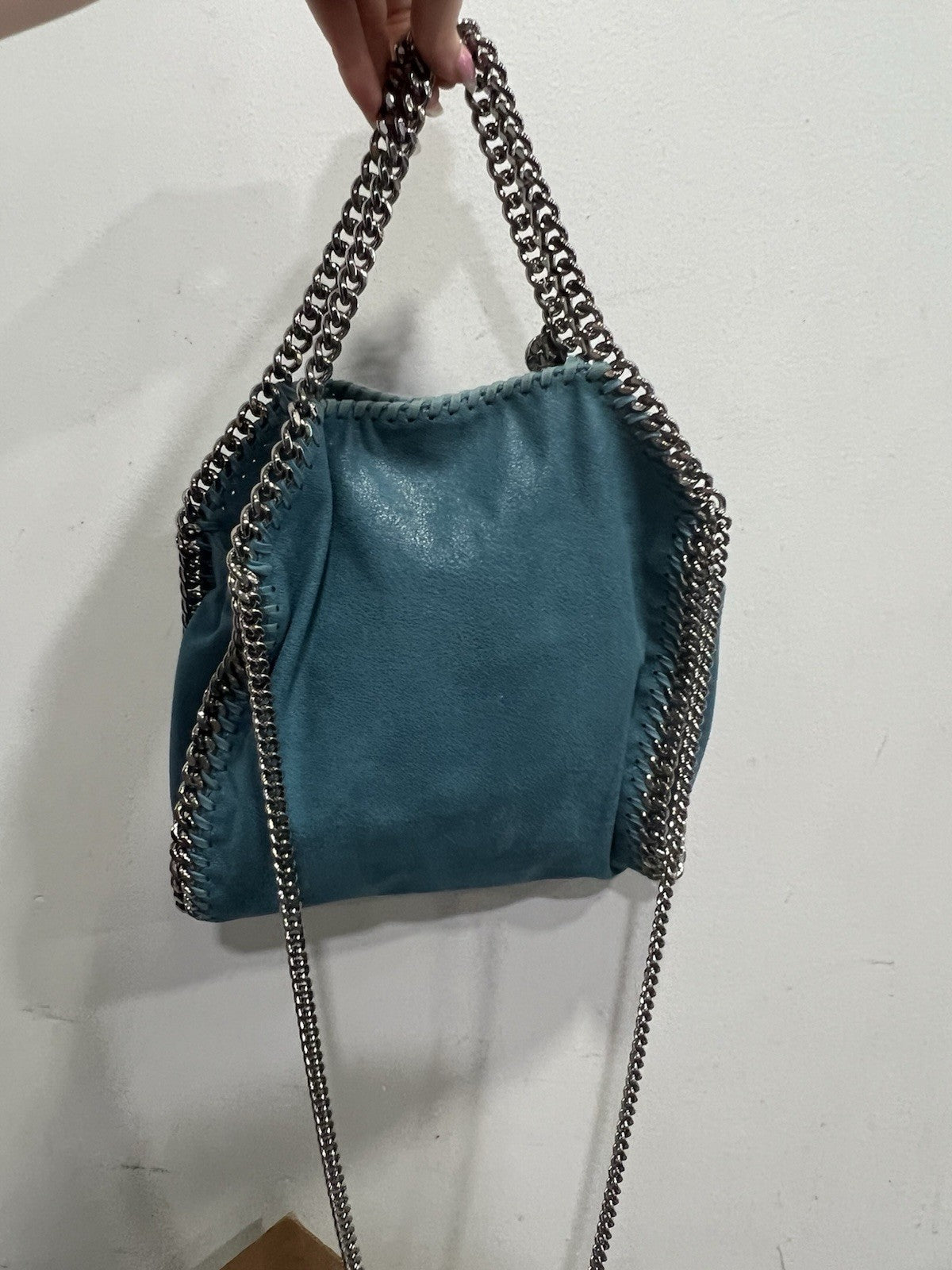 Stella McCartney Mini Teal Fabella Chain Bag Retail $1350