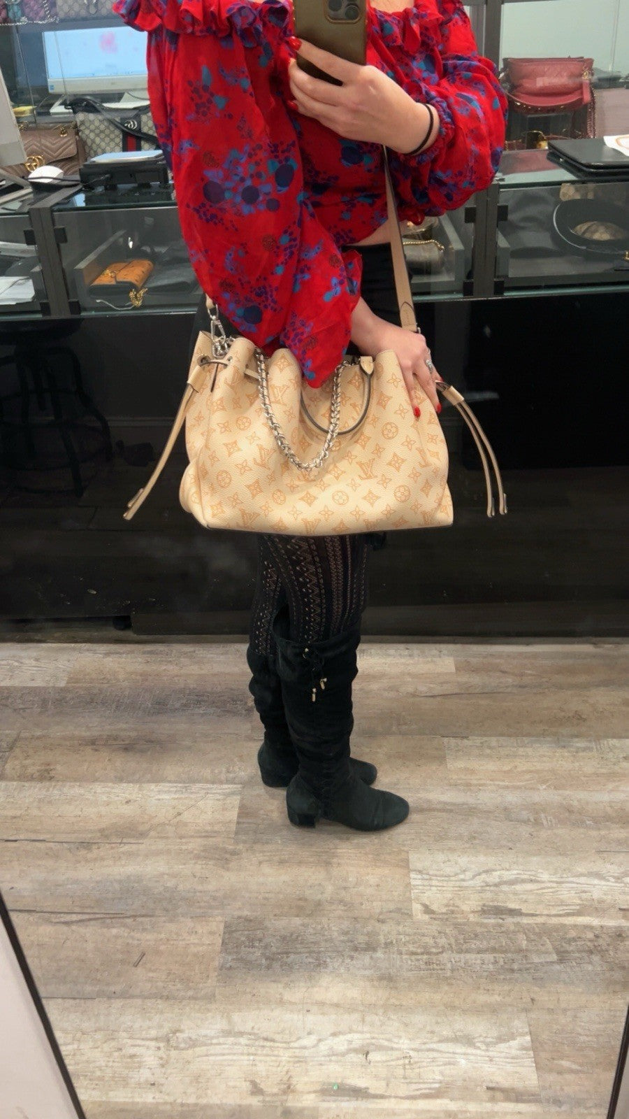 Louis Vuitton Mahina Leather Bella Tote With Authenticity Retail $5300