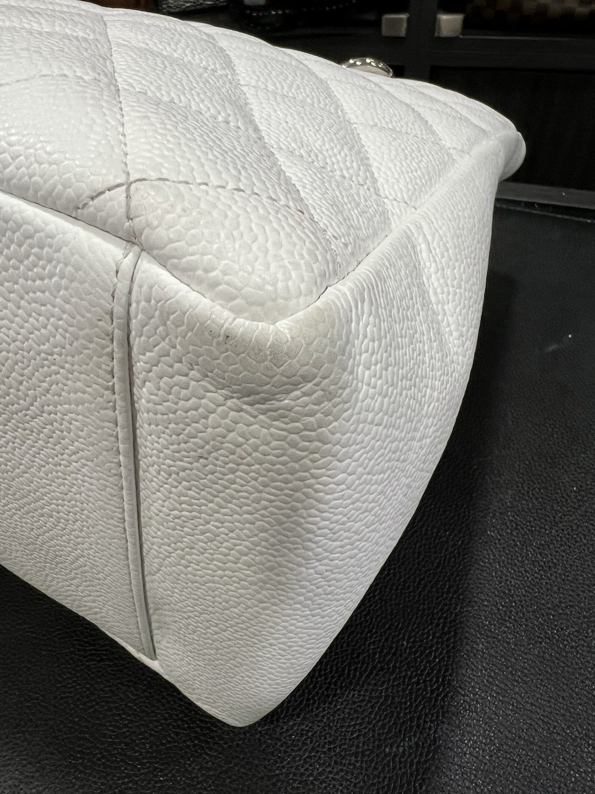Chanel Caviar Quilted Grand Shopping Tote GST White W/Authenticity