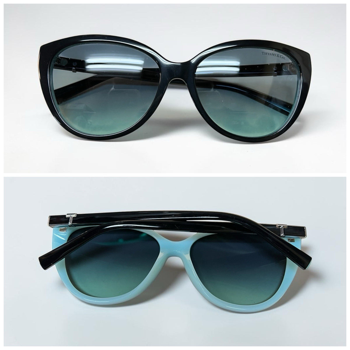 Tiffany & Co Black/Tiffany Blue Cat Eye Sunglasses TF4251  56mm Retail $400
