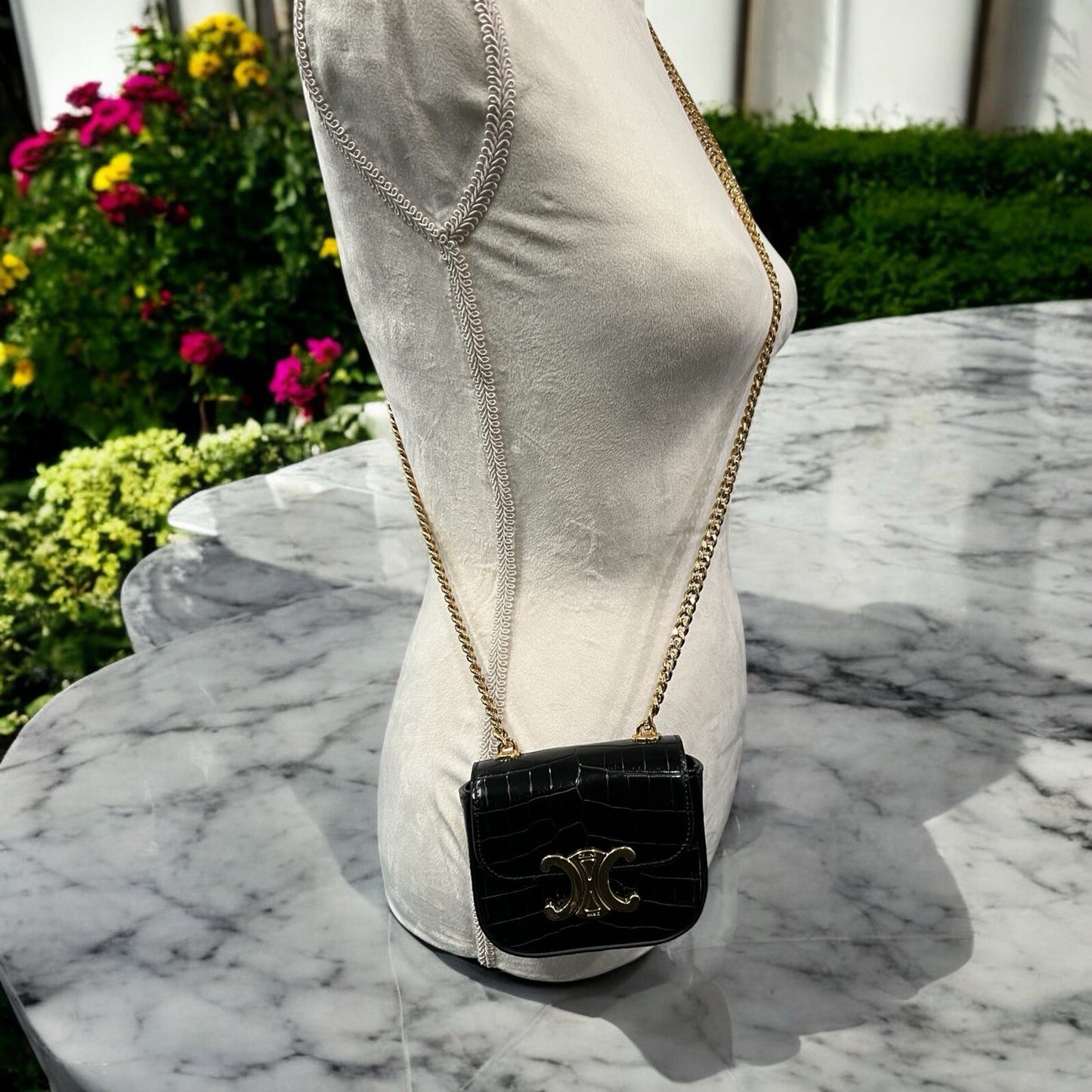 CELINE MINI CHAIN CLAUDE in NILOTICUS CROCODILE