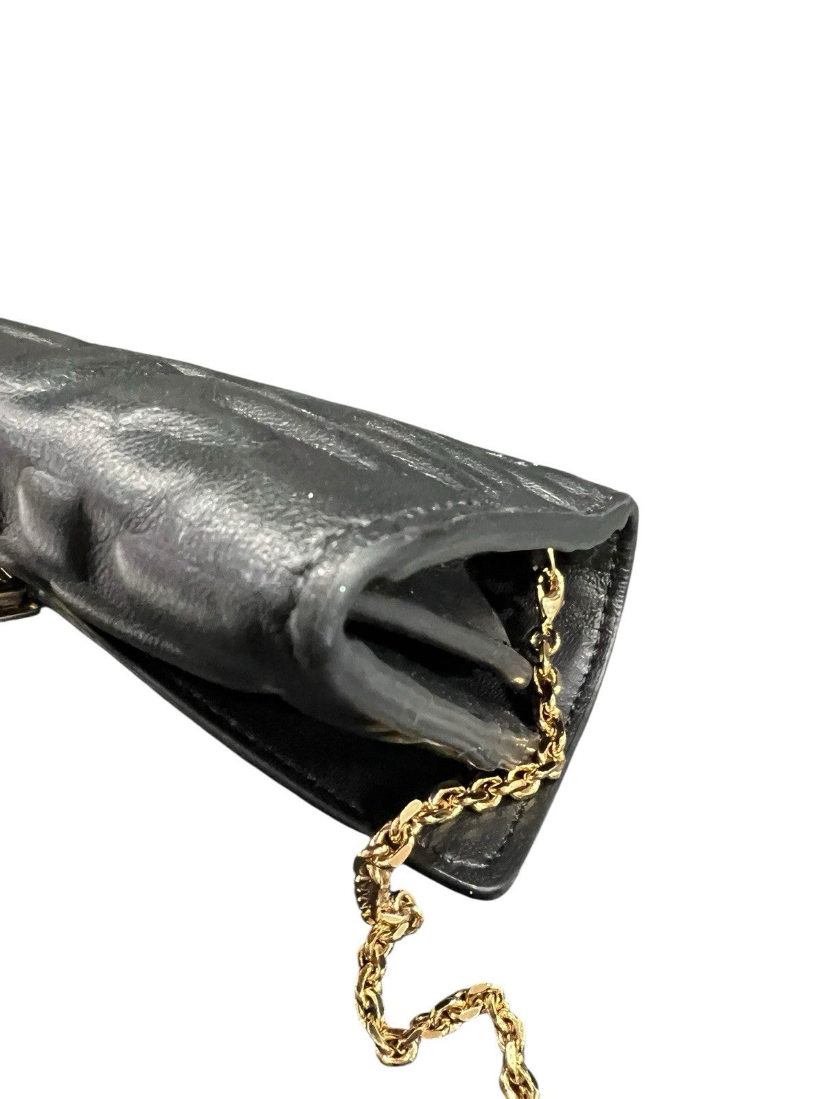 Fendi Black Nappa Leather Baguette Continental Wallet On Chain