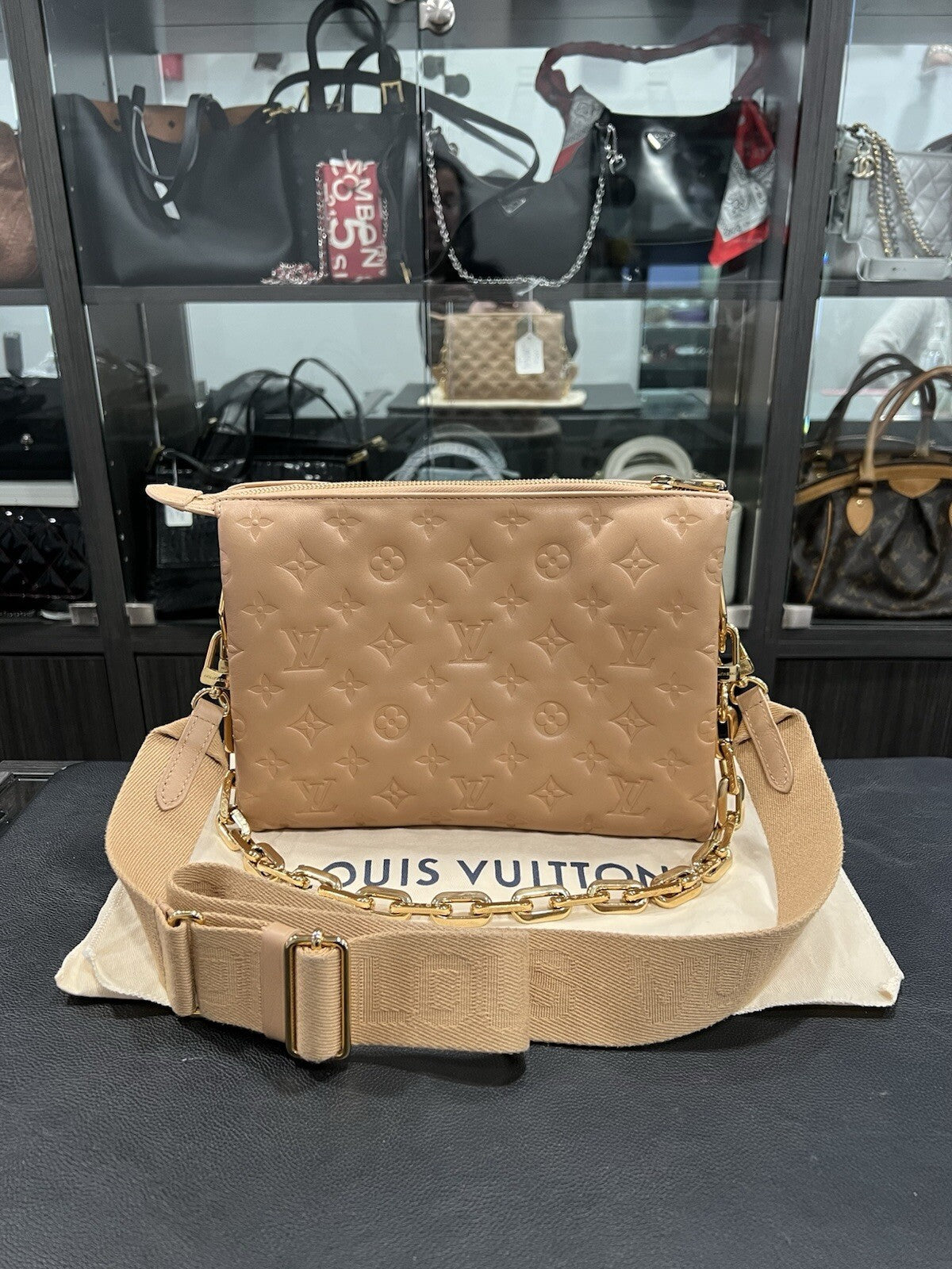 Louis Vuitton Camel Coussin PM W/Duster