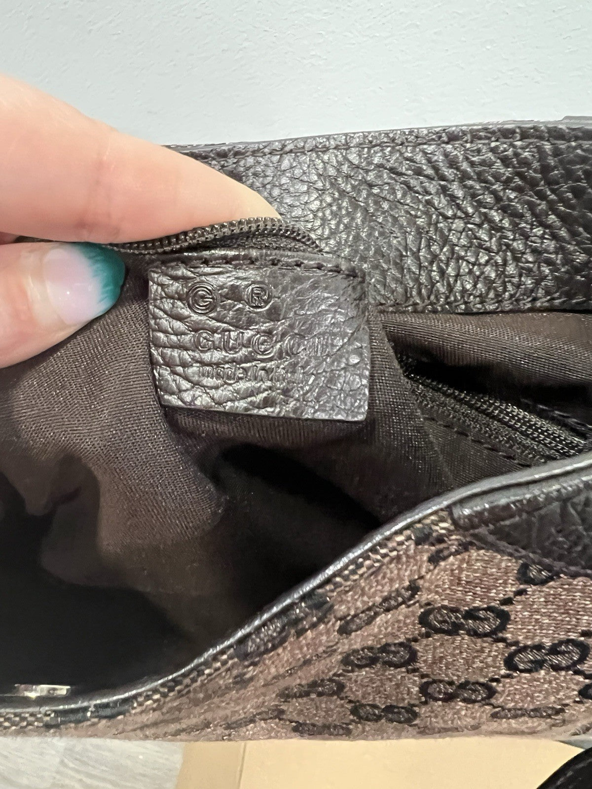 Gucci Charlotte Brown Leather/Denim Cloth Shoulder Bag RARE