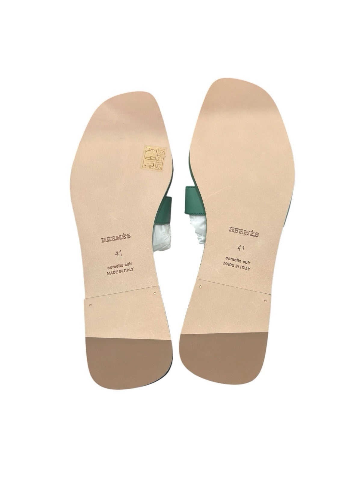 Hermes Green Vert Jungle Oran Sandals Size 41 NIB