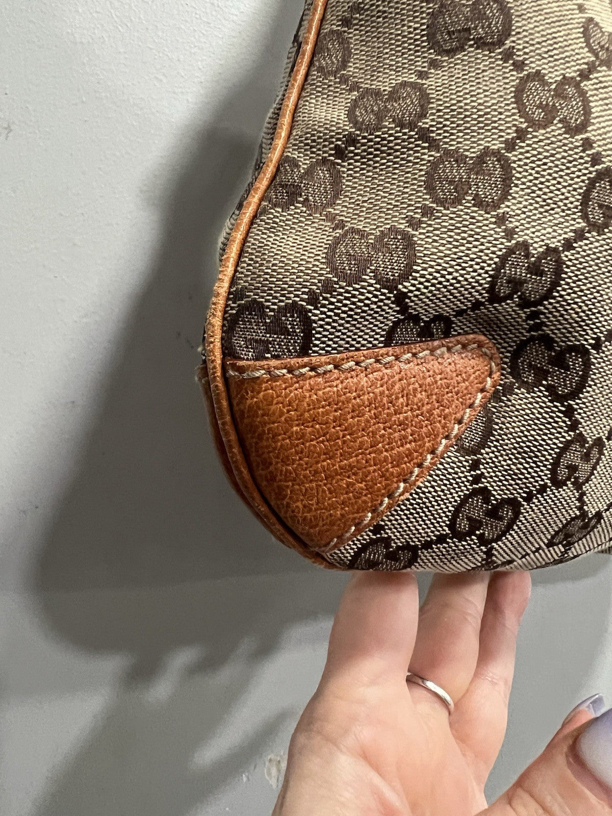 Gucci GG Canvas Bit Creole Shoulder Bag With Authenticity