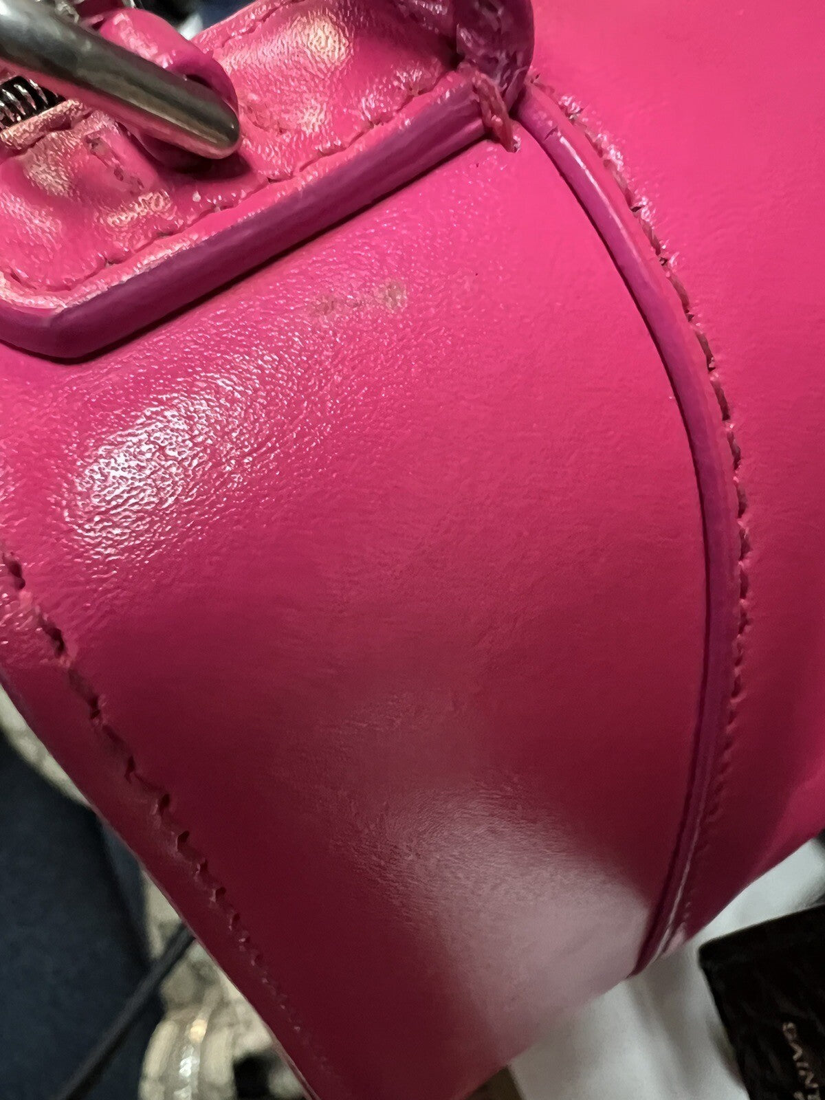 Balenciaga Hot Pink/Silver Small Hourglass Bag