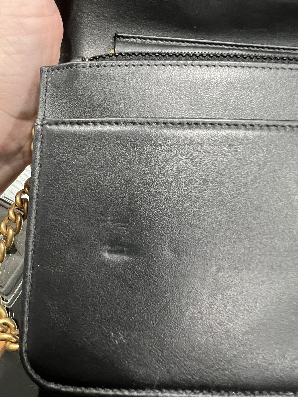 Chanel Caviar Black/Gold Boy Wallet On Chain W/Duster