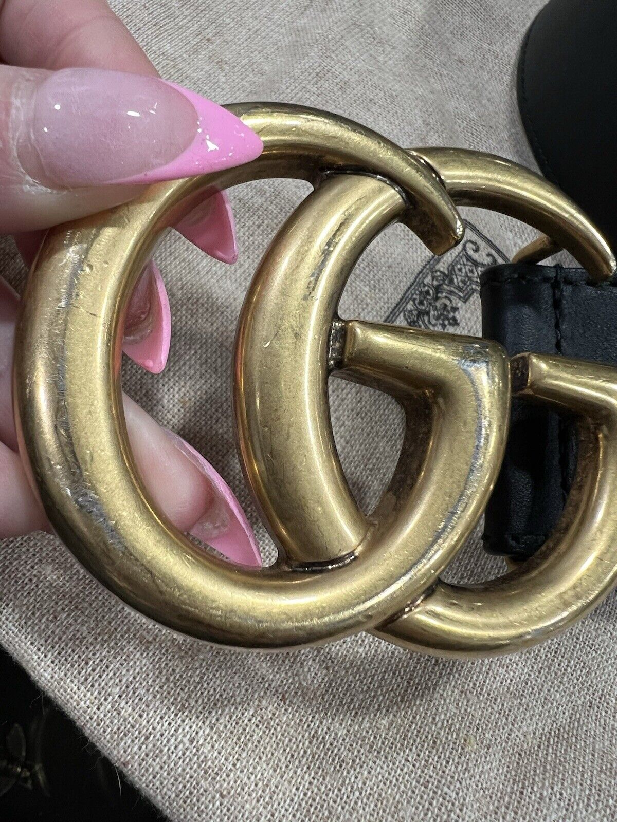 Gucci Marmont Black/Aged Gold Belt Duster  80/32"