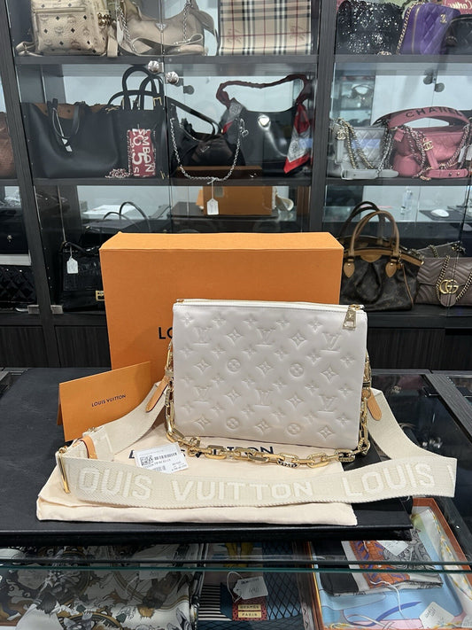 Louis Vuitton Cream Coussin PM Box Duster & Tags