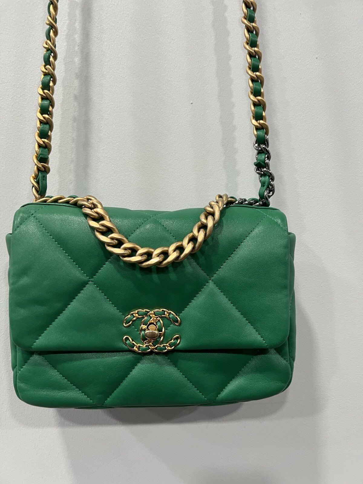 Chanel Medium 19 Flap Bag Green W/Authenticity