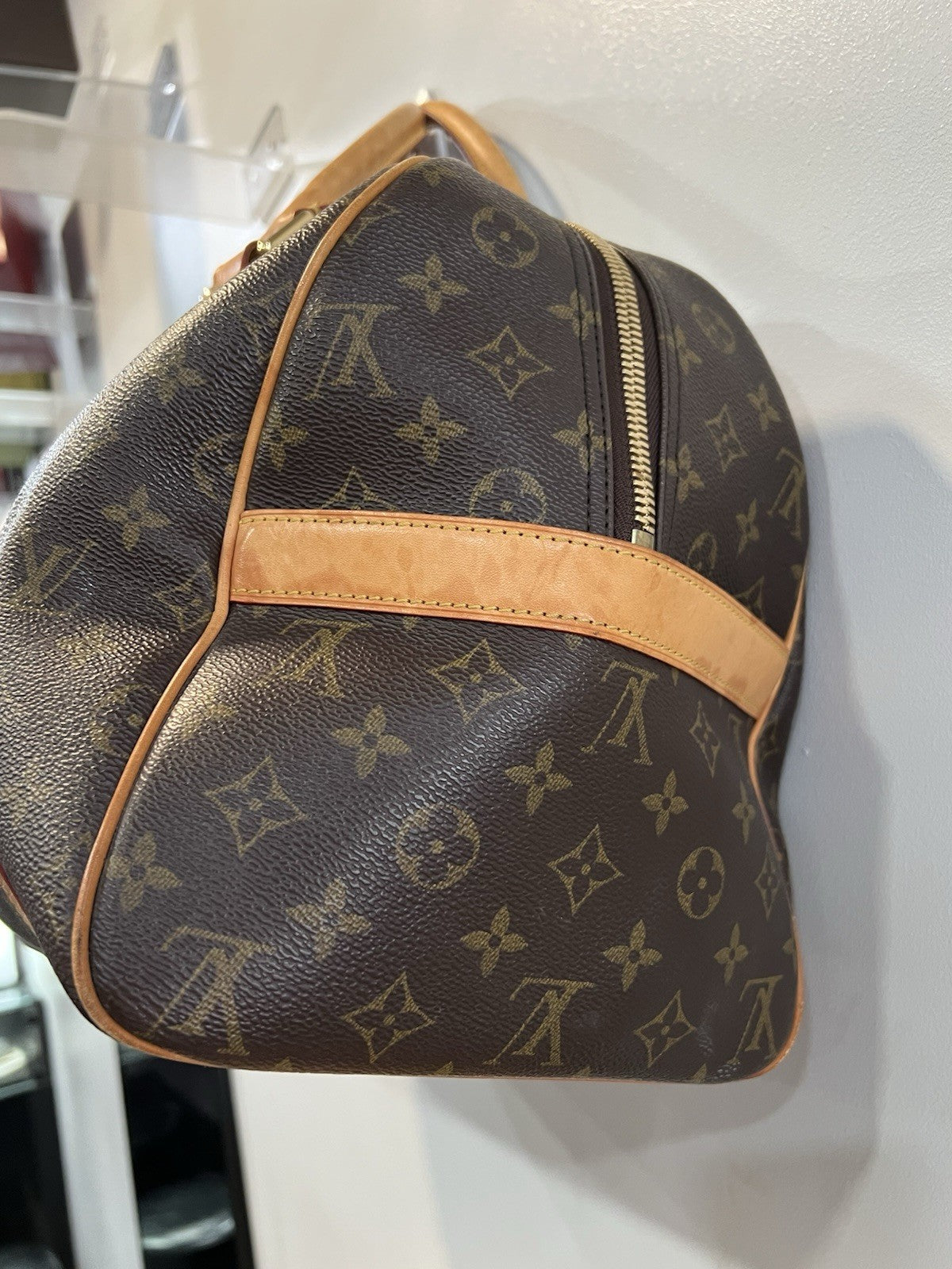 Louis Vuitton Monogram Canvas CarryAll Duffel Bag Vintage AUTHNETIC W/Lock & Key