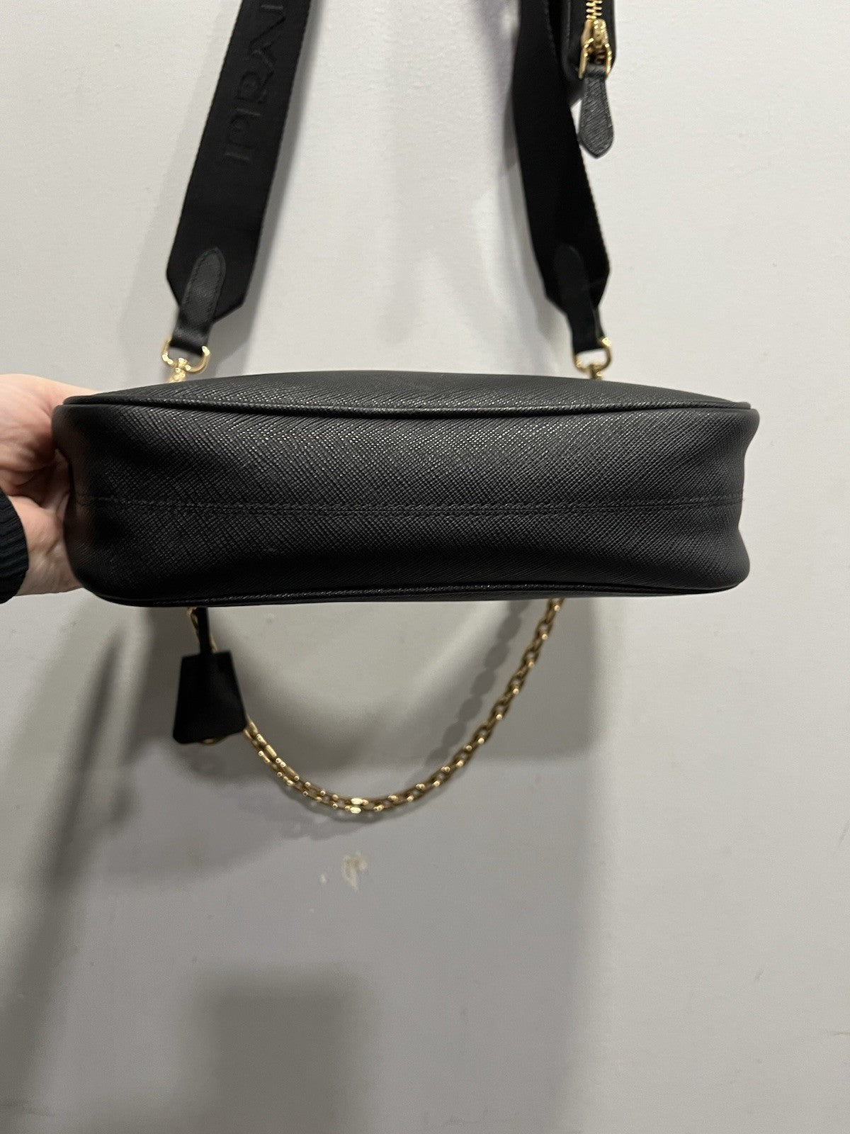 Prada Black/Gold Saffiano Re-Edition 2005 W/Authenticity Retail $2750