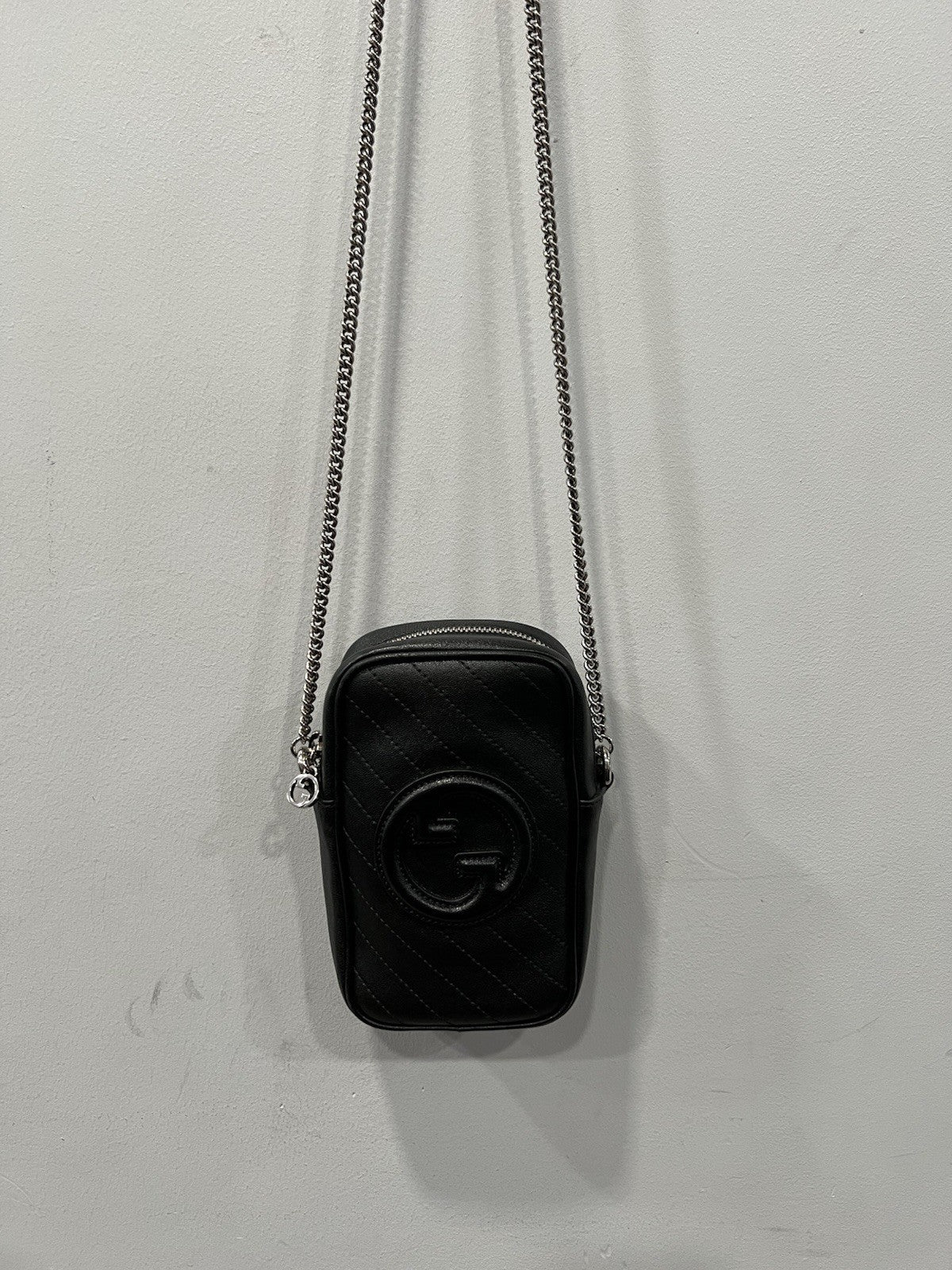 Gucci Mini Blondie Vertical Black Chain Bag With Authenticity