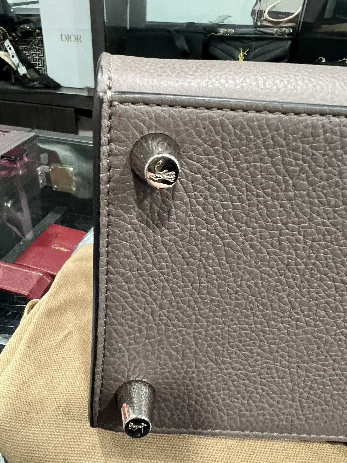 Christian Louboutin Paloma Medium Calf Patent Bag "Storm" (Retail $2700)