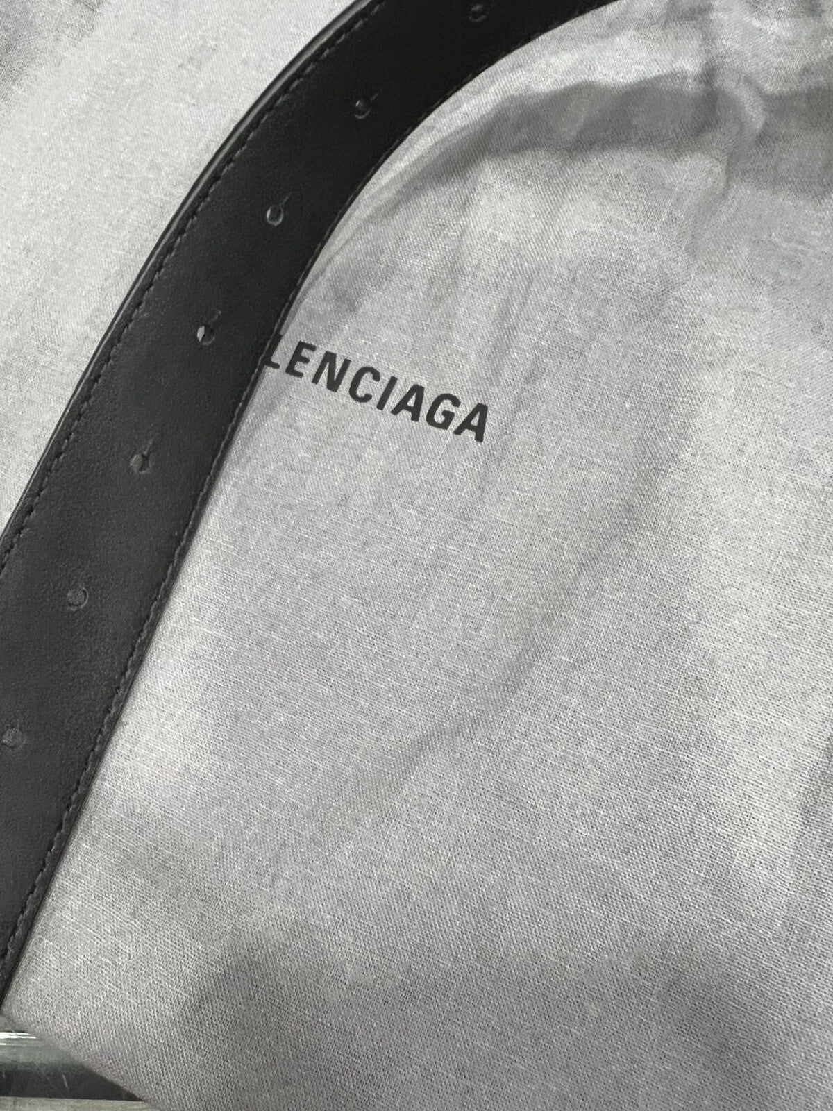 Balenciaga Black Croc Embossed Leather Belt with Duster NEW Size S