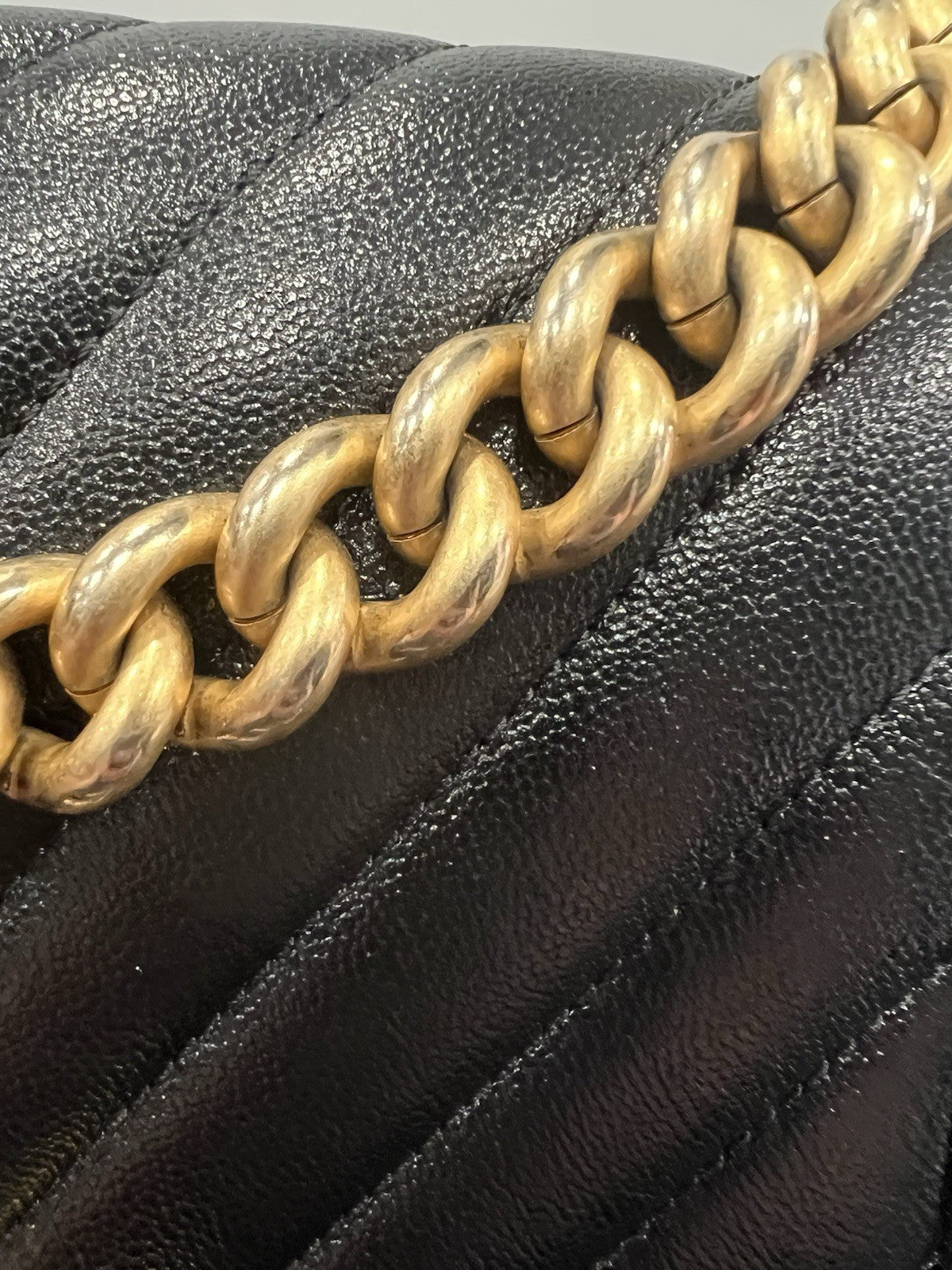 Chanel Black Gold Chevron Caviar Boy Bag With Duster & Authenticity Retail $6900