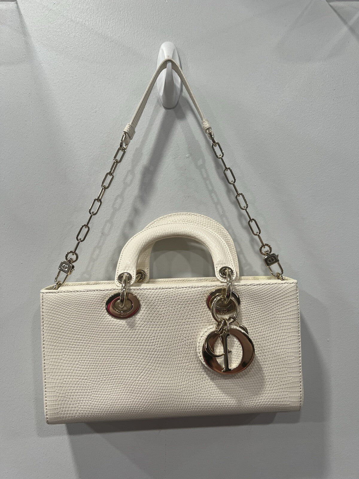 Christian Dior Lizard Ivory/Gold D-Joy Bag