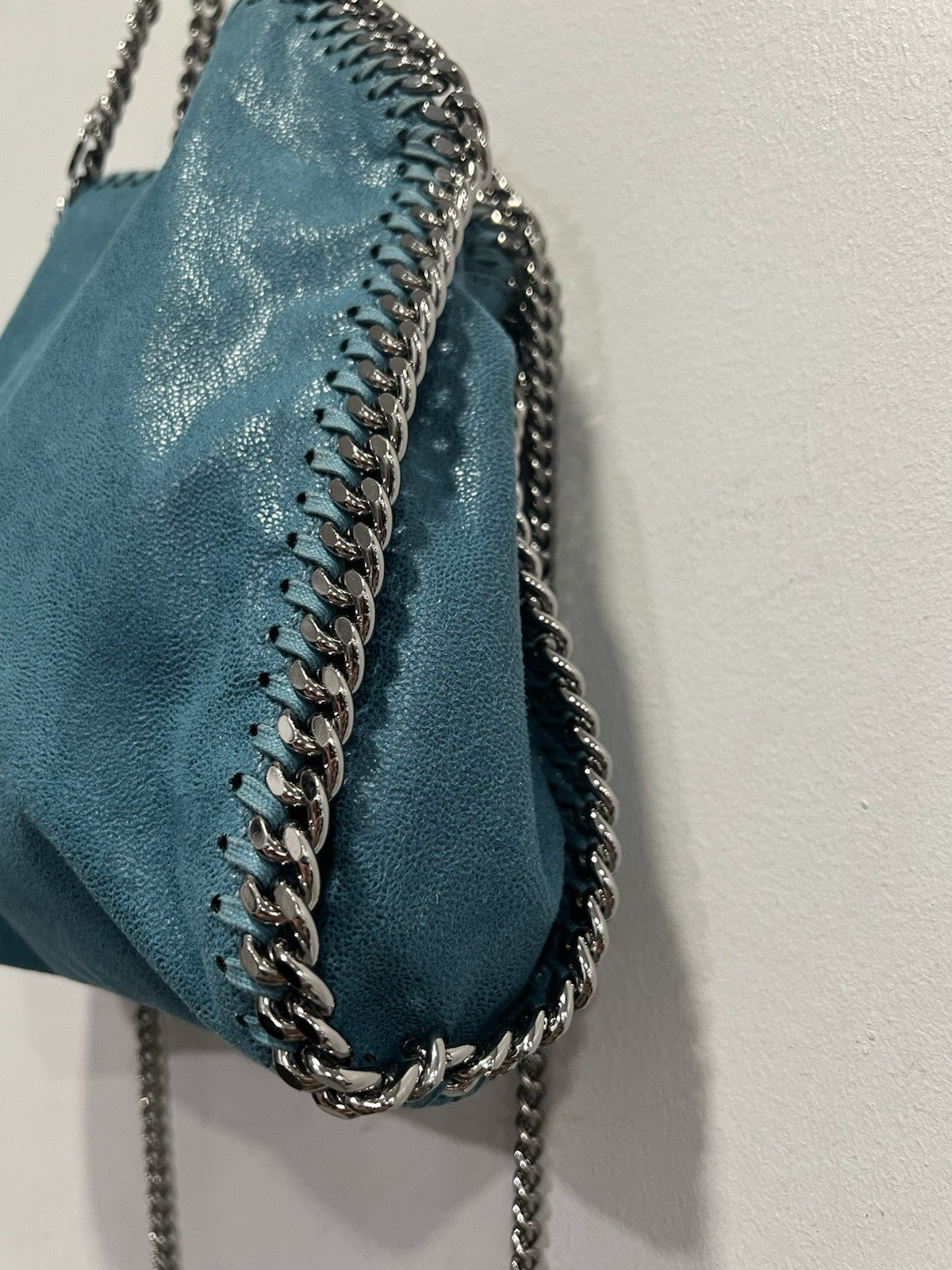 Stella McCartney Mini Teal Fabella Chain Bag Retail $1350