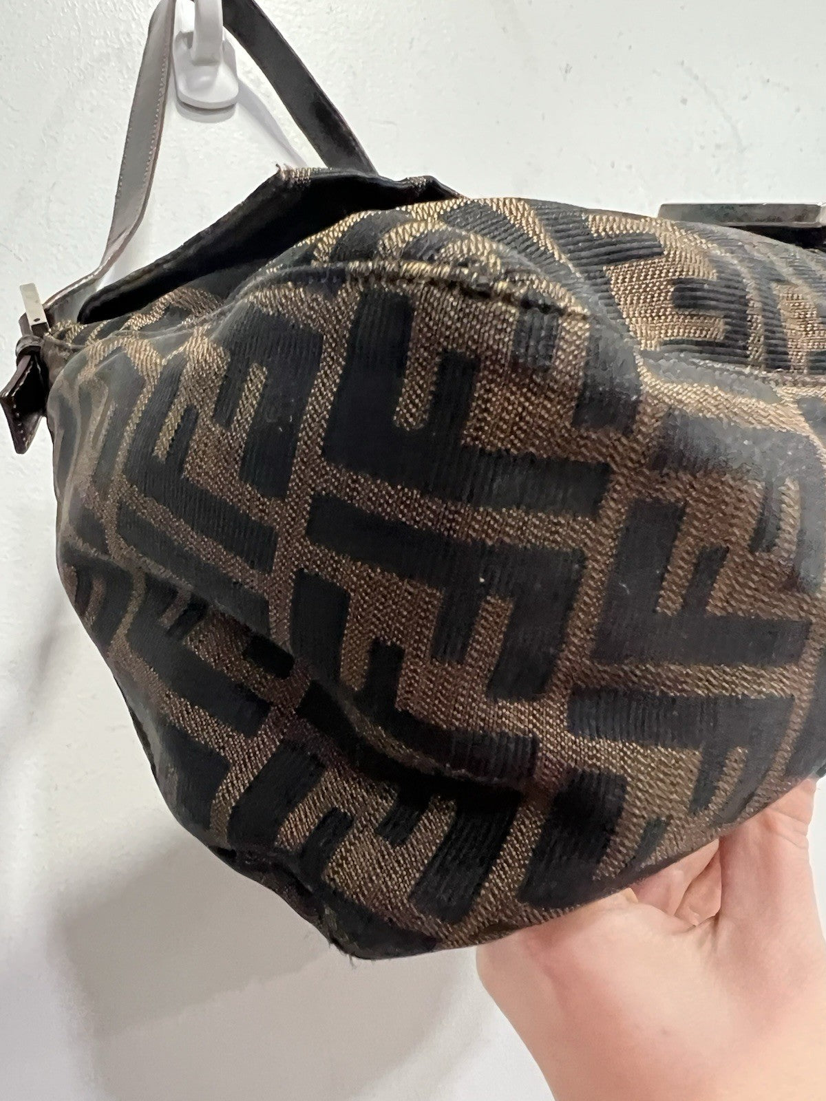 Fendi Zucca FF Mama Baguette Shoulder Bag With Authenticity