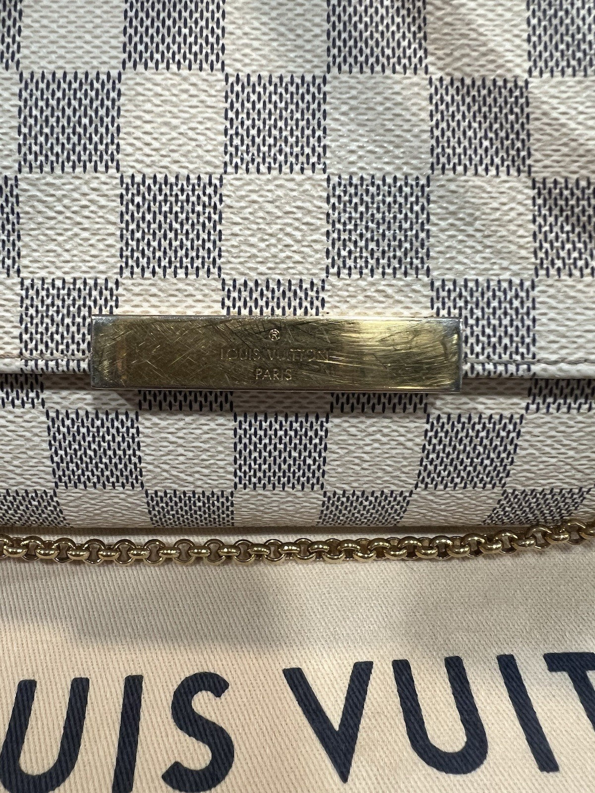 Louis Vuitton Damier Azur Favorite MM Duster & Certificate Of Authenticity