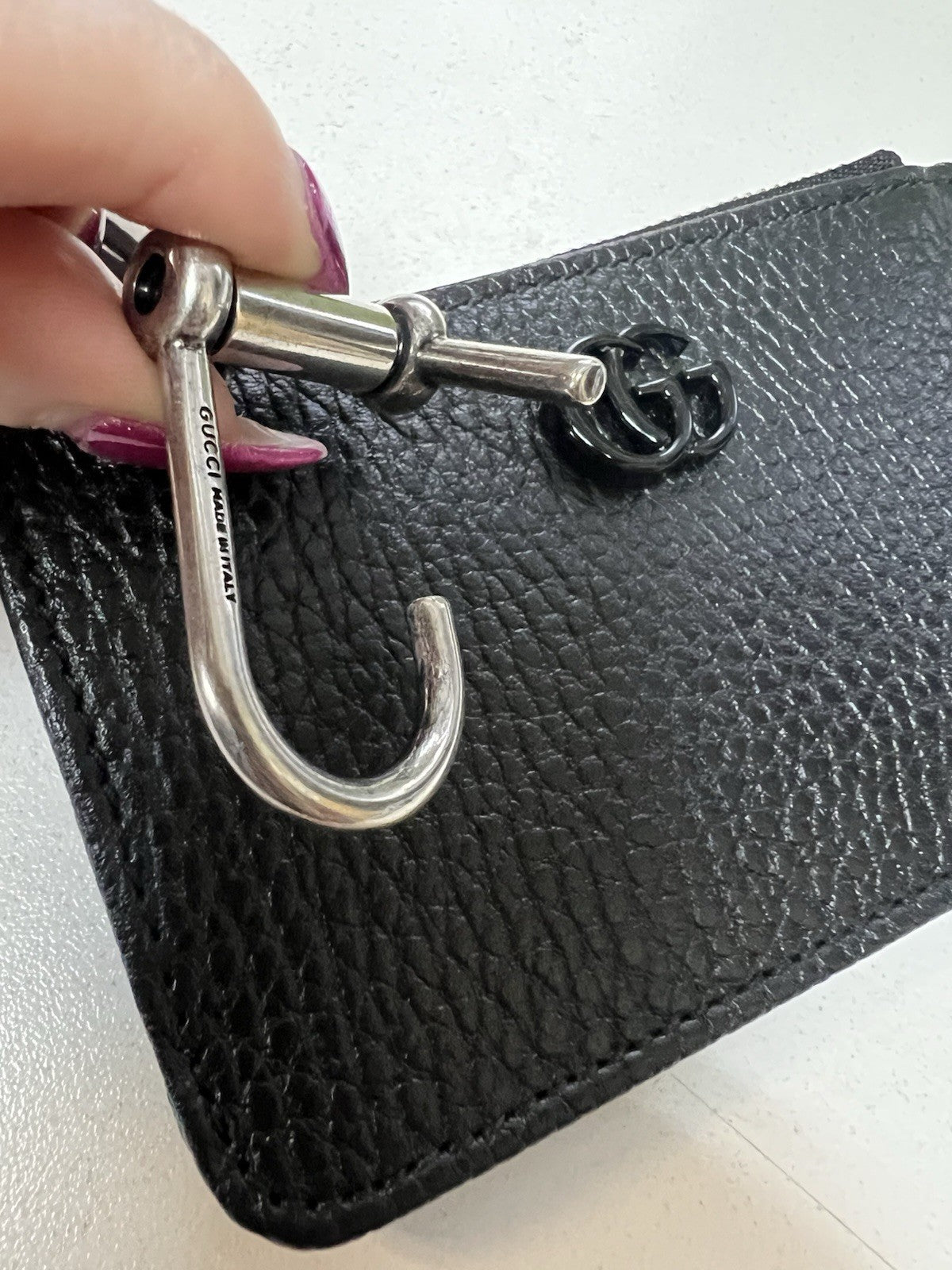 Gucci Marmont Leather Zipper Card Case Keychain