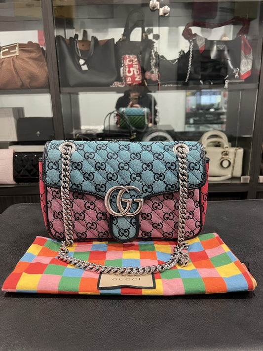 Gucci GG Marmont Flap Bag Diagonal Quilted GG Canvas Small LTD ED.