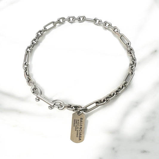Balenciaga Women's Carabiner Dog Tag Necklace Retail $750
