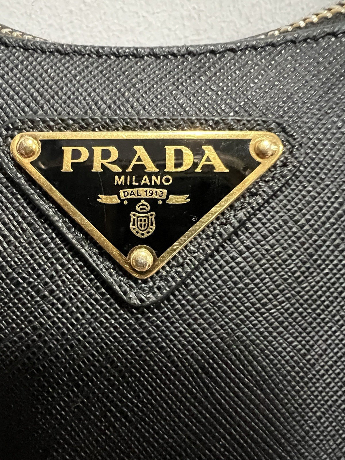 Prada Black/Gold Saffiano Re-Edition 2005 W/Authenticity Retail $2750