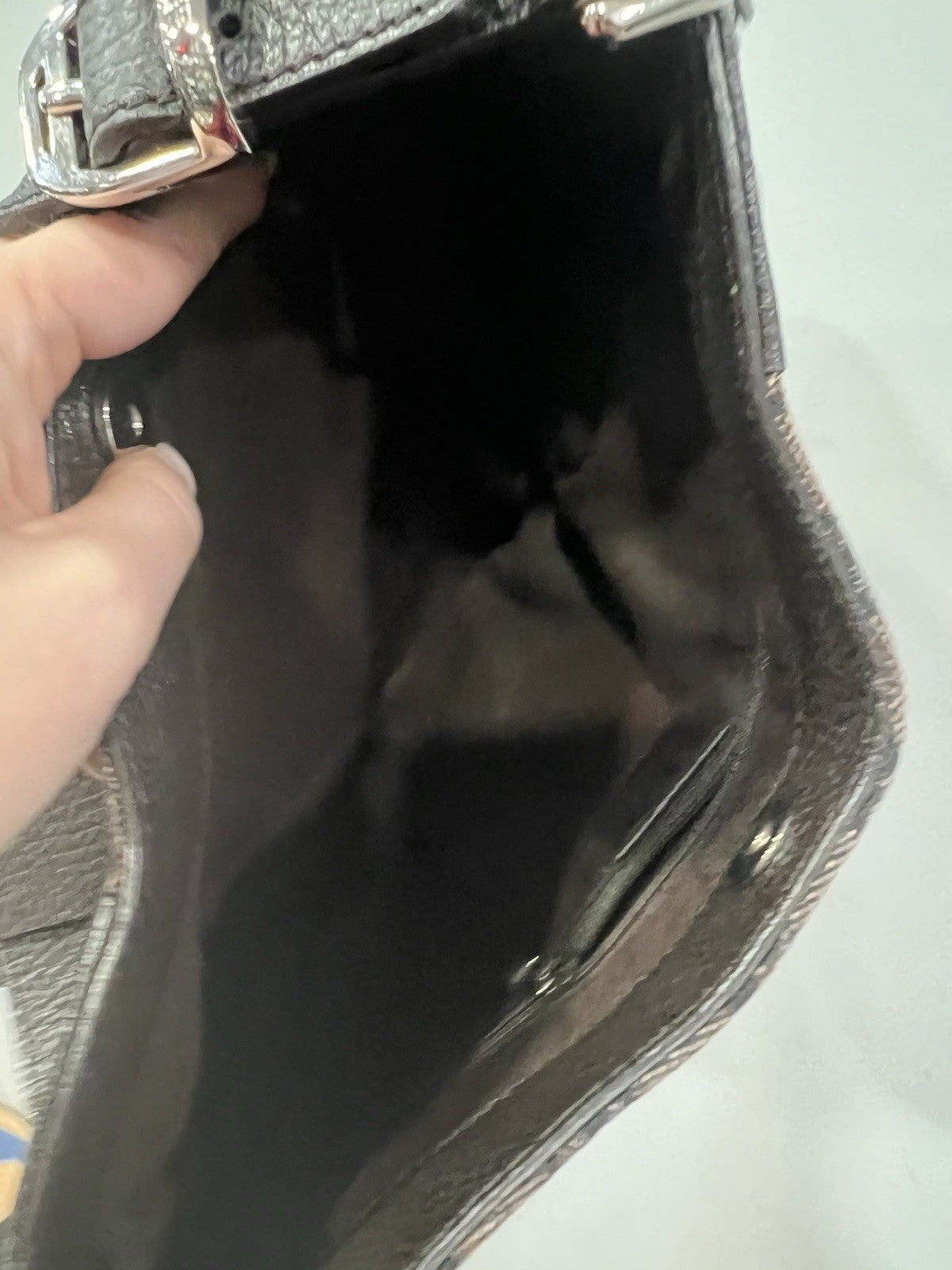 Gucci Charlotte Brown Leather/Denim Cloth Shoulder Bag RARE