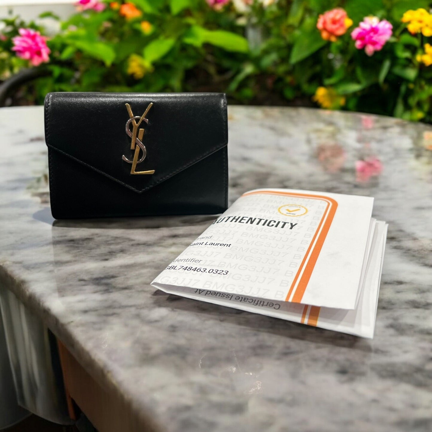 YSL Saint Laurent Cassandre Dual Metal Small Lambskin Flap Wallet