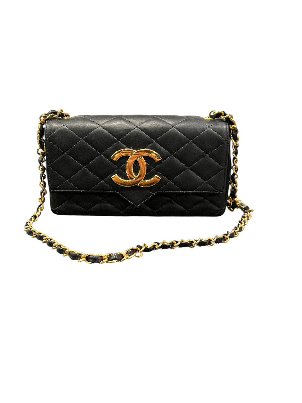 Chanel Vintage 24k Gold Plated Rectangular Single Flap Chain Bag