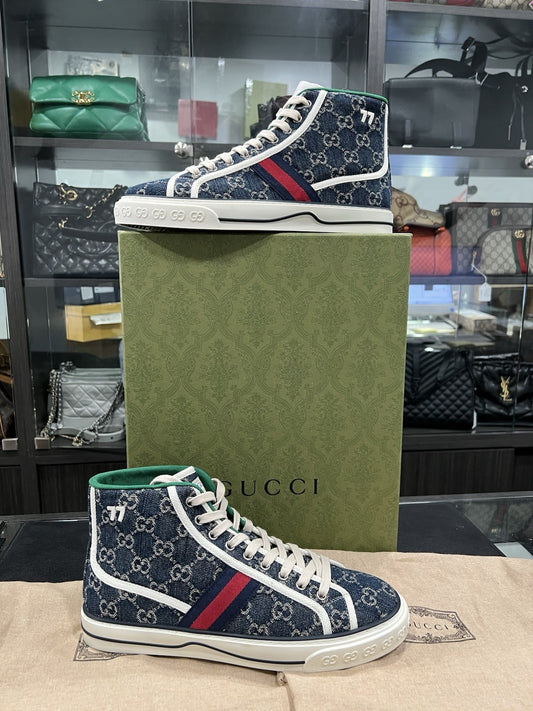 Gucci Men's 1977 Tennis Denim High Top Sz EU8.5/US9.5