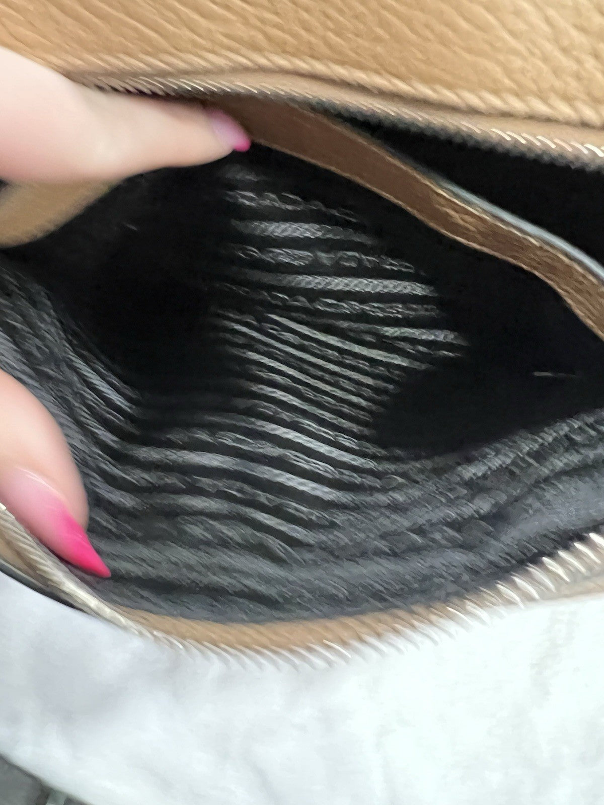 Prada Small Vitello Double Zipper Caramel Crossbody/Shoulder Bag Retail $2750