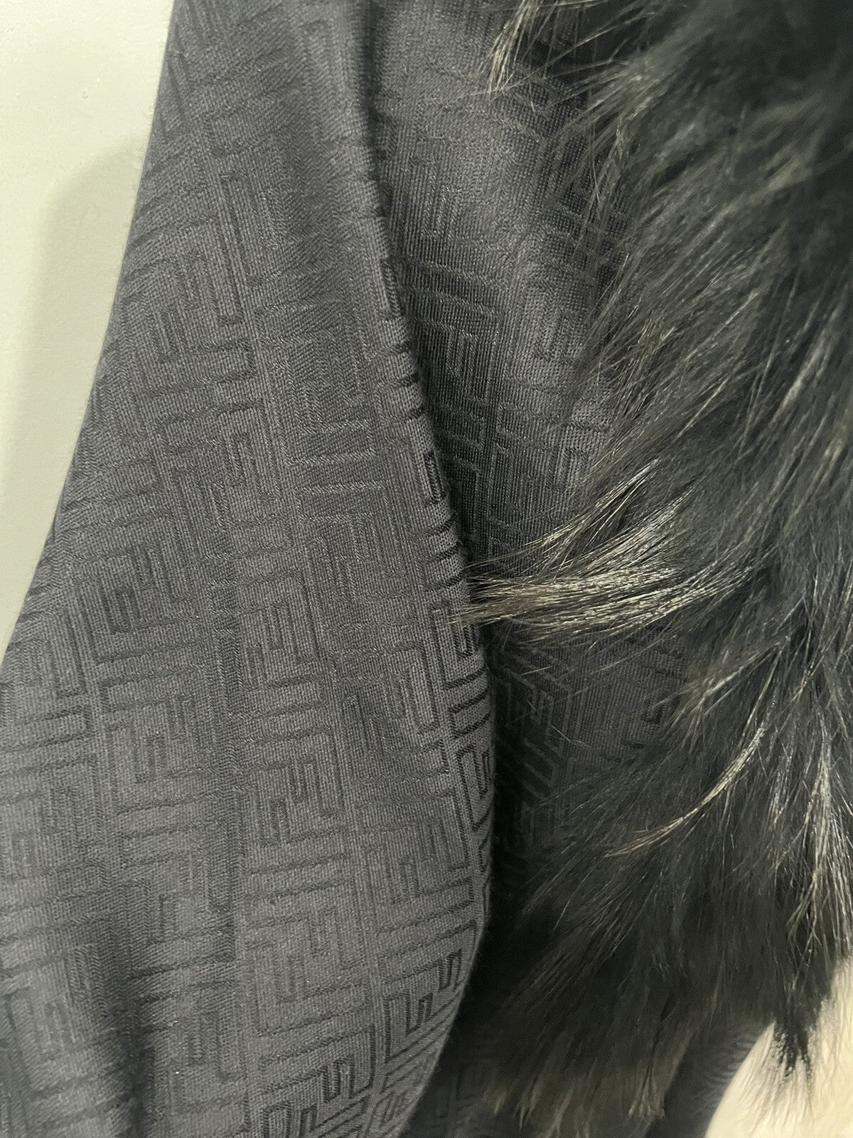 Fendi Silk Wool Blend/Fur Monogram Stole/Scarf With Box & Duster