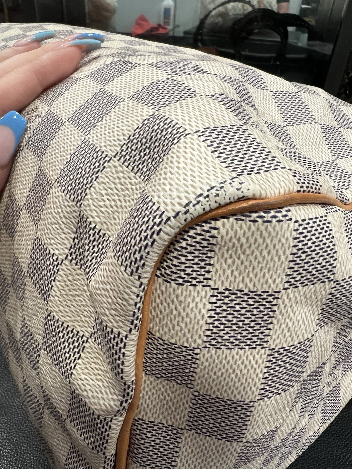 Louis Vuitton Damier Azure Speedy 35 W/Duster Lock & Certificate Of Authenticity